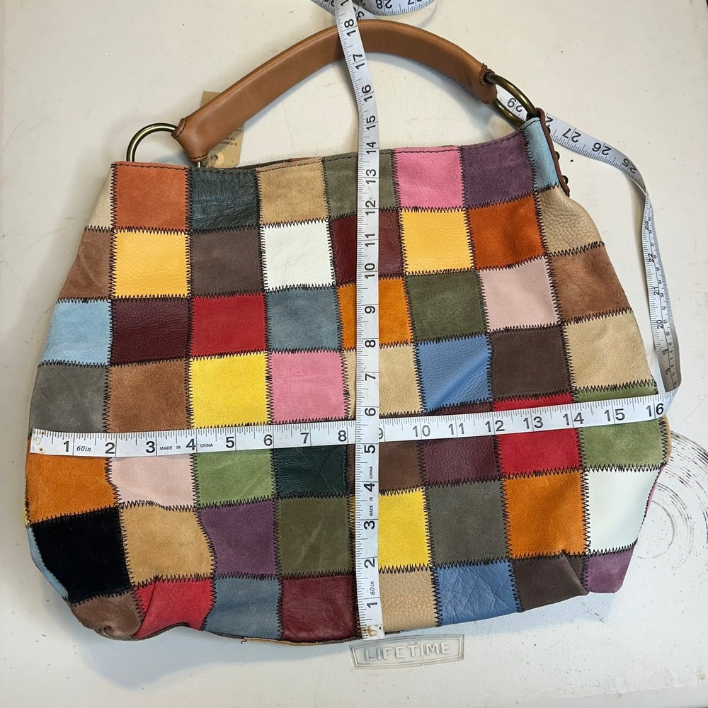 Lucky Brand Medium Slouch Patchwork Leather Suede… - image 12